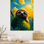 Cute Sloth Poster (Keuken)