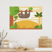 Cute Sloth Poster - Mam en Baby Slote (Keuken)