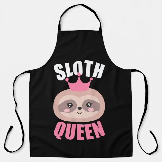 Cute Sloth Queen Apron Schort (Voorkant)