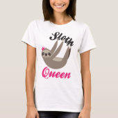 Cute Sloth Queen White T-Shirt (Voorkant)