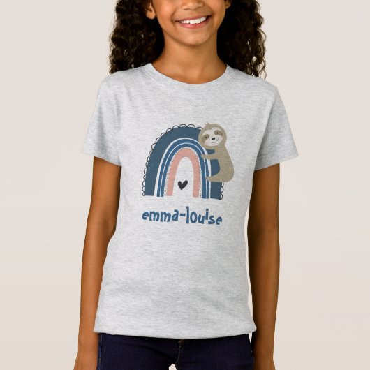 Cute Sloth Rainbow Name Kind T-shirt (Voorkant)