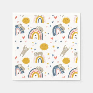 Cute Sloth Rainbow Servet