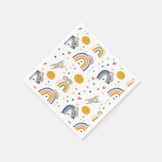 Cute Sloth Rainbow Servet (Hoek)