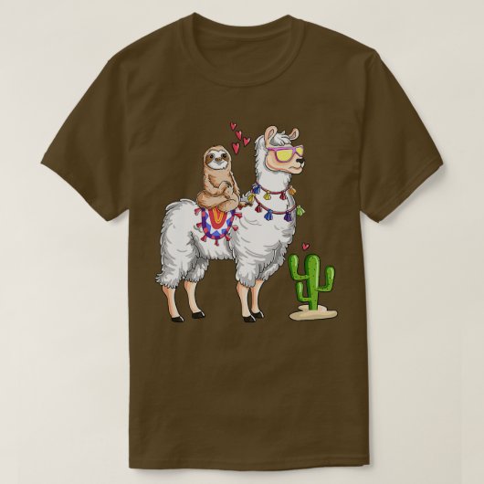 Cute Sloth Riding Llama Valentijnsdag T-shirt (Design voorkant)