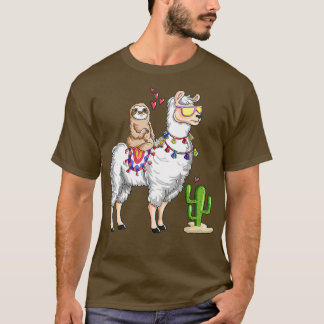 Cute Sloth Riding Llama Valentijnsdag T-shirt