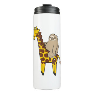 Cute Sloth Riding on Giraffe Love Giraffes and Slo Thermosbeker