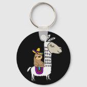 Cute Sloth Riding White Llama Sleutelhanger (Voorkant)