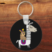 Cute Sloth Riding White Llama Sleutelhanger (Voorkant)