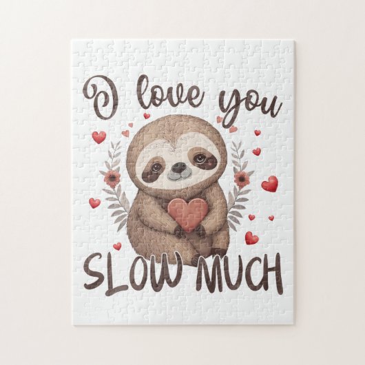 Cute sloth romantic pun Ik hou veel van je Legpuzzel (Verticaal)