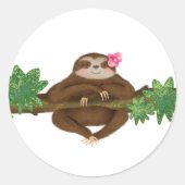 Cute sloth round stickers (Voorkant)