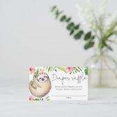 Cute sloth roze bruine meisjeskaartjes informatiekaartje (Staand voorkant)