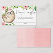 Cute sloth roze bruine meisjeskaartjes informatiekaartje (Voorkant / Achterkant)