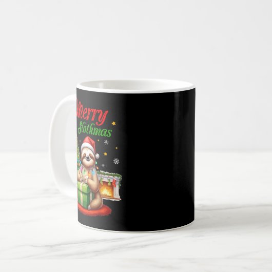 Cute Sloth Santa Christmas Merry Slothmas Slo Ho H Koffiemok (Voorkant links)