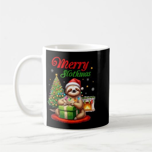 Cute Sloth Santa Christmas Merry Slothmas Slo Ho H Koffiemok (Links)