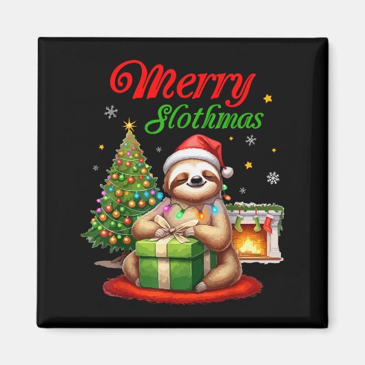 Cute Sloth Santa Christmas Merry Slothmas Slo Ho H Magneet (Voorkant)