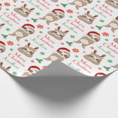 Cute Sloth Santa Hat Holidays Christmas Cadeaupapier (Hoek)
