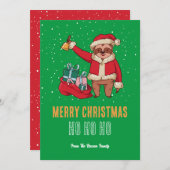 Cute Sloth Santa Snow Winter Merry Kerstmis Feestdagenkaart (Voorkant / Achterkant)