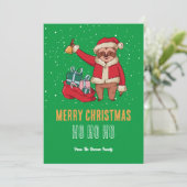 Cute Sloth Santa Snow Winter Merry Kerstmis Feestdagenkaart (Staand voorkant)