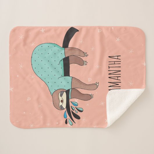 Cute Sloth Sherpa Deken (Voorkant (horizontaal))