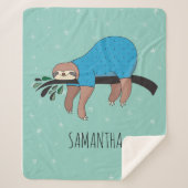Cute Sloth Sherpa Deken (Voorkant)