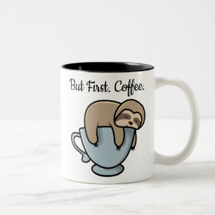 Cute Sloth-slaapstand op koffie met koffie Tweekleurige Koffiemok