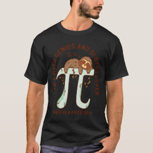 Cute Sloth Sleep op 3 14 Pi Number Symbol Wiskunde T-shirt