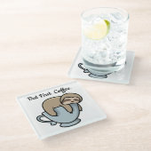 Cute Sloth Sleeping on Coffee Cup Coffee Quote Glazen Onderzetter (Schuin)