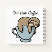 Cute Sloth Sleeping on Coffee Cup Coffee Quote Notitieboek (Achterkant)