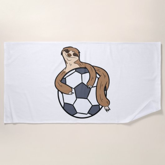 Cute Sloth Soccer Kinder Lazy Sloth met Voetbal Strandlaken (Voorkant)