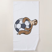 Cute Sloth Soccer Kinder Lazy Sloth met Voetbal Strandlaken (Voorkant)