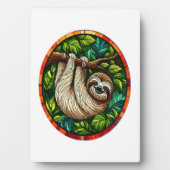 Cute Sloth Stained Glass Ornament Fotoplaat (voorkant)