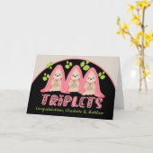 Cute Sloth Three Girls New Triplet Babies Kaart (Gele Bloem)