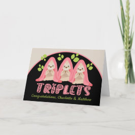 Cute Sloth Three Girls New Triplet Babies Kaart