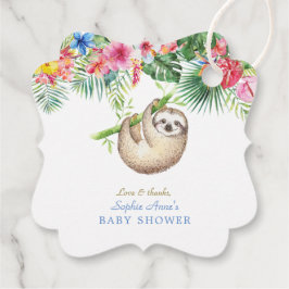 Cute Sloth Tropical Flowers Lijst Baby shower Bedankjes Labels