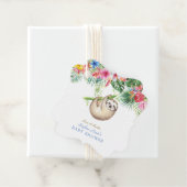 Cute Sloth Tropical Flowers Lijst Baby shower Bedankjes Labels (In situ)