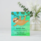 Cute Sloth Tropical Girly Birthday Party Kaart (Staand voorkant)