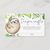Cute sloth tropical greenery diaper raffle cards informatiekaartje (Voorkant)