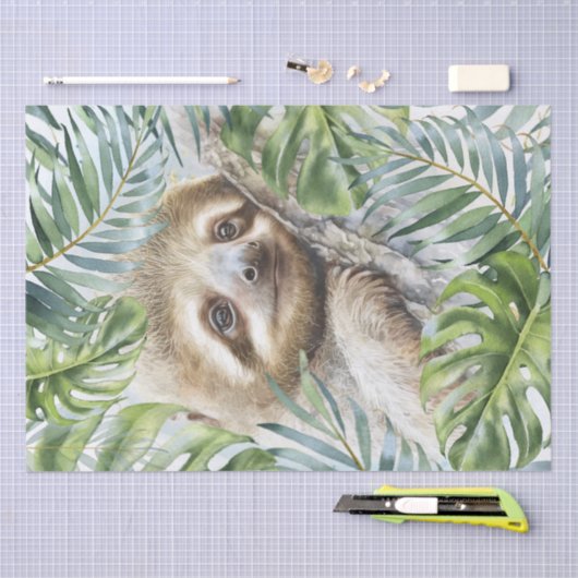 Cute Sloth Tropical Oerwoud Tissuepapier (Craft)