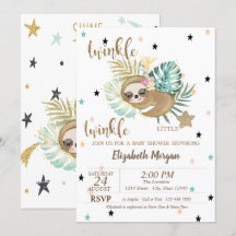 Cute Sloth Twinkle Little Star Baby shower