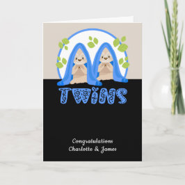 Cute Sloth Two boys New Twin Baby's Kaart