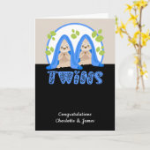 Cute Sloth Two boys New Twin Baby's Kaart (Gele Bloem)