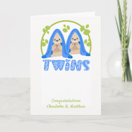 Cute Sloth Two boys New Twin Baby's Kaart