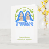Cute Sloth Two boys New Twin Baby's Kaart (Gele Bloem)