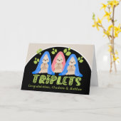 Cute Sloth Two boys One Girl New Triplet Babies Kaart (Gele Bloem)