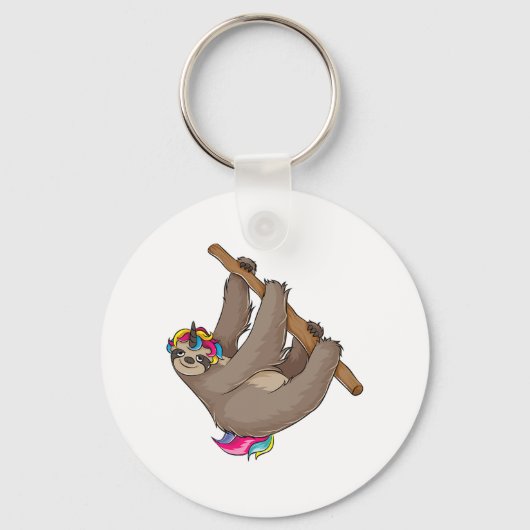 Cute Sloth Unicorn Funny Magical Horn Sleutelhanger (Voorkant)