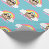 Cute Sloth Unicorn Wrapping Paper Cadeaupapier (Hoek)