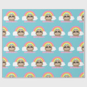 Cute Sloth Unicorn Wrapping Paper Cadeaupapier (Vlak)