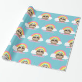 Cute Sloth Unicorn Wrapping Paper Cadeaupapier (Uitgerold)