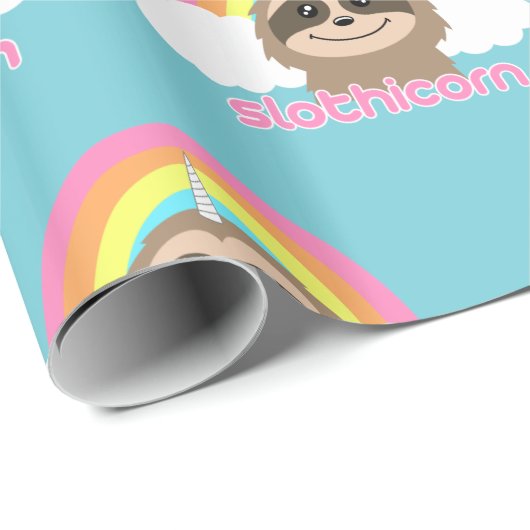 Cute Sloth Unicorn Wrapping Paper Cadeaupapier (Rol Hoek)