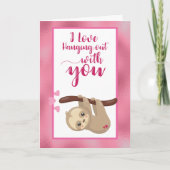 Cute Sloth Valentijnsdag kaart Hangend (Voorkant)